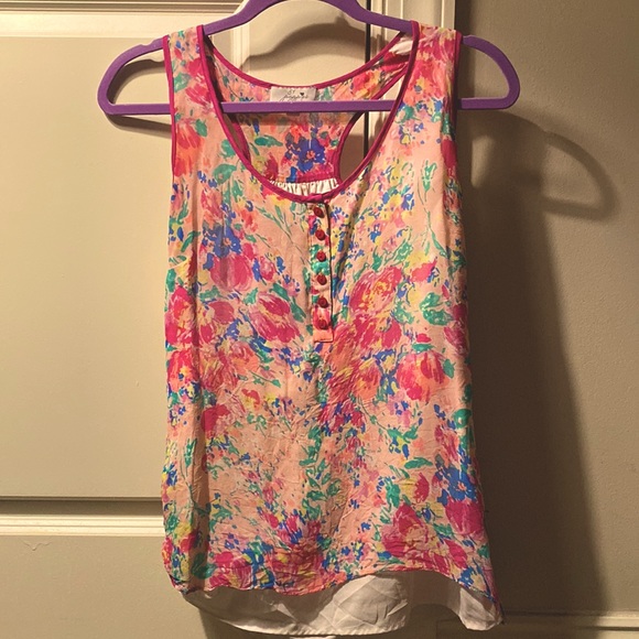 81 poppies 100% silk floral top - Picture 1 of 3